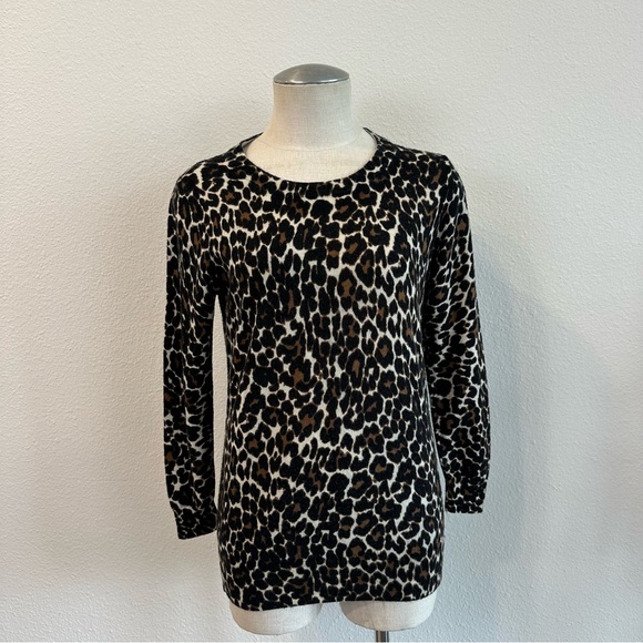 J Crew Merino Wool Tippi Sweater in leopard print 482 - Picture 1 of 5